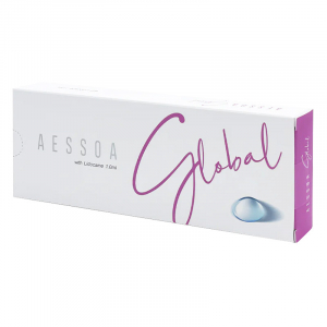 The Aessoa Global with Lidocaine for treating fine wrinkles, lip contouring, and Periorbital lines is a great way to deal with all that. The depth of injection is the Mid Dermis, where you get water molecules to improve the texture of your skin and your m