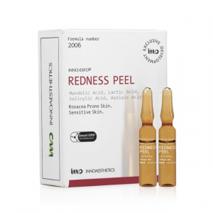 INNO-EXFO Redness - Peeling chimique pour les peaux à tendance rosacée. Il régule la microcirculation cutanée, atténue l'inflammation et les télangiectasies (couperose). Offre un teint uniforme et éclatant.