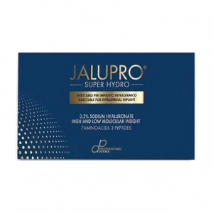 JALUPRO Super Hydro est une puissance d'acides aminés, peptides et haute concentration en HA 3,2% pour une BIOREVITALISATION profonde et durable. Une seringue prête à l'emploi de 1,5 ml Visage, cou, décolleté, aisselles, mains, intérieur des cuisses ou ab