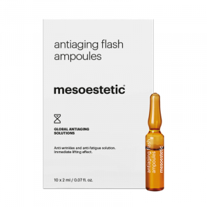Les ampoules flash anti-âge Mesoestetic</strong> luttent immédiatement contre les signes de l'âge et de la fatigue. Formulées avec de puissants tenseurs végétaux, ces ampoules délivrent une action anti-âge et anti-fatigue immédiate. L'effet tenseur instan