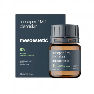 Mesoestetic Mesopeel MD Blemiskin (1 x 50ml) - Peaux à tendance acnéique et séborrhéique. Effet kératolytique, comédolytique, anti-inflammatoire et antibactérien. Favorise le contrôle des sécrétions sébacées, et réduit la taille des pores et l'érythème ba