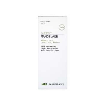 MANDELAGE traite le vieillissement modÃ©rÃ© de la peau et les pigmentations superficielles. PEAU SEBORRHEIQUE ET ACNE. INNO EXFO. PEELING MEDICAL. USAGE PROFESSIONNEL.