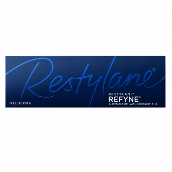 Boîte de Restylane® Refyne Lidocaïne (1 x 1ml) – produit de comblement professionnel pour rides et plis faciaux modérés à sévères, disponible sur RM365 France