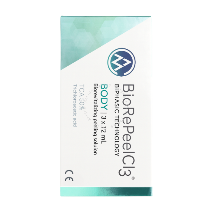 BioRePeelCl3 est un dispositif médical biphasique innovant aux actions biostimulantes, revitalisantes et peeling, avec l'acide trichloroacétique (TCA) comme ingrédient principal.