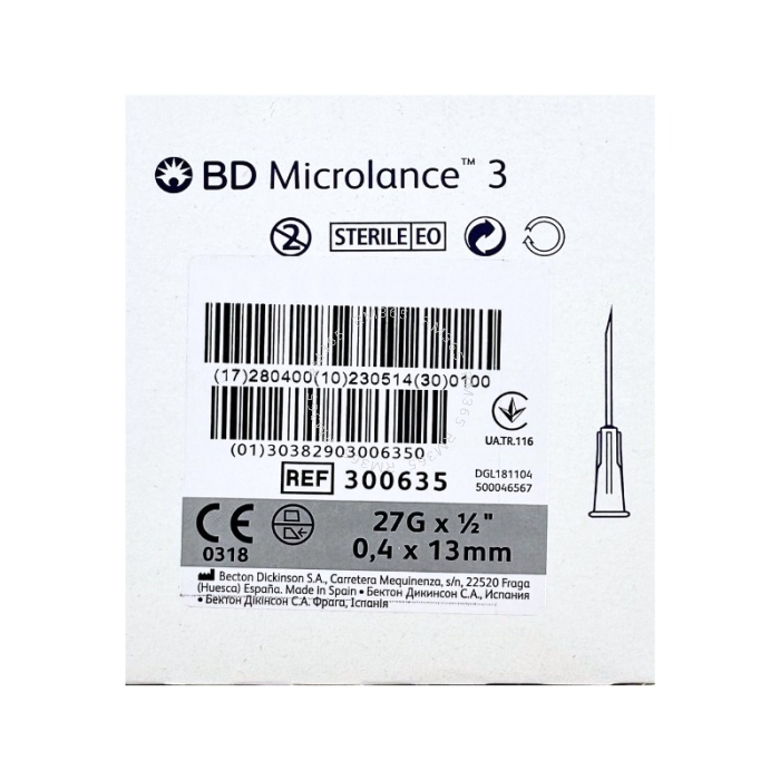 BD Microlance Hypodermic Needle (27G x 13mm) x 100 présentent des parois minces permettant l'utilisation d'aiguilles plus fines avec une lumière plus large, augmentant ainsi le débit pendant les prélèvements et les injections.