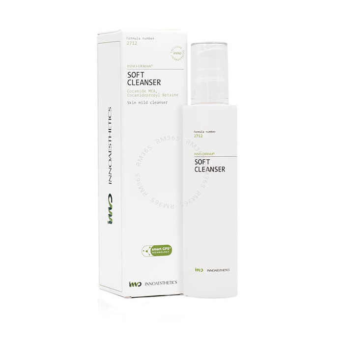 SOFT CLEANSER INNOAESTHETICS EST UN NETTOYANT RESPECTANT LA COUCHE HYDROLIPIDIQUE ET LE PH. INNO-DERMA. HOME TREATMENT.