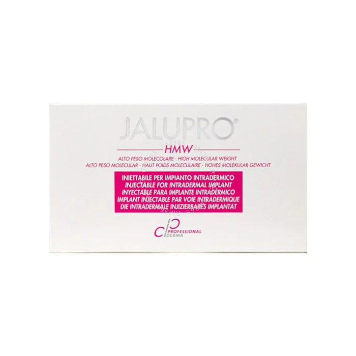 JALUPRO HMW DERMAL BIOREVITALIZER est une solution injectable stérile résorbable qui agit en sous cutané comme biorevitalizer et qui peut être utilisé pour le traitement des défauts de la peau et des dépressions provoquées par des rides et des cicatrices.