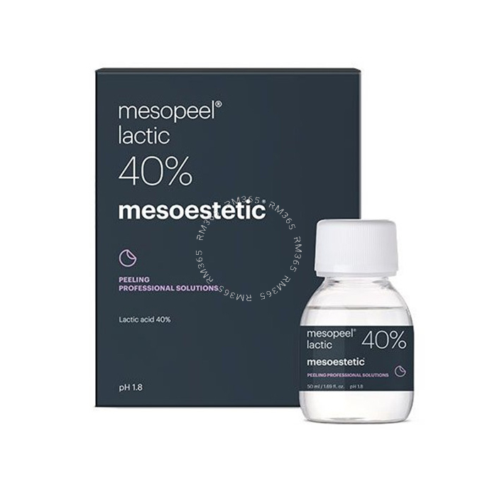 Mesoestetic Mesopeel Lactic 40% (1 x 50ml) - Peeling superficiel à 40% d'acide lactique. Stimule la production de nouveau collagène et de glycosaminoglycanes. Il convient aux peaux sensibles, sèches et fines et les zones délicates telles que le cou et le 
