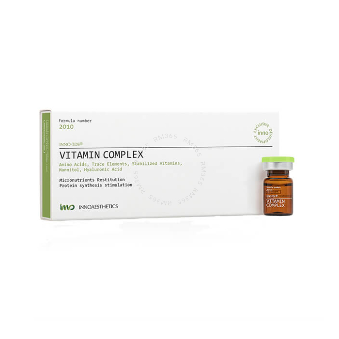 VITAMIN COMPLEX est un complexe multi vitaminé, riche en co-enzymes, acides aminés et acide hyaluronique. Restauration et hydratation des capillaires. Recommandé pour renforcer les capillaires fragiles et anti-aging globale.  